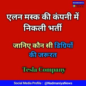 टेसला कंपनी मे निकली भर्तियाँ 