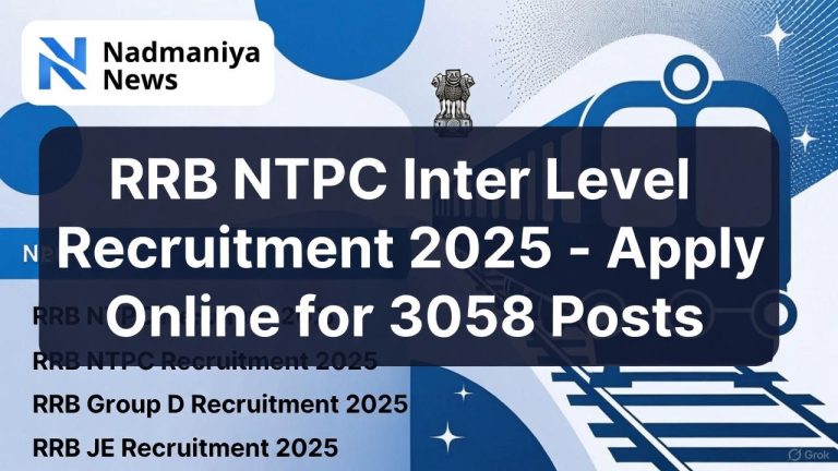 RRB NTPC Inter Level Recruitment 2025 | Apply Online for 3058 Posts